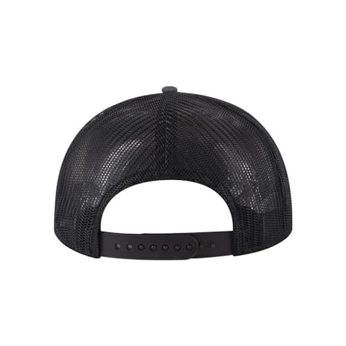 Ashen Fane 6 Panel Mid Profile Mesh Back Structured Trucker Adjustable Snapback Hat - color: Ch.gry/Ch.gry/Blk