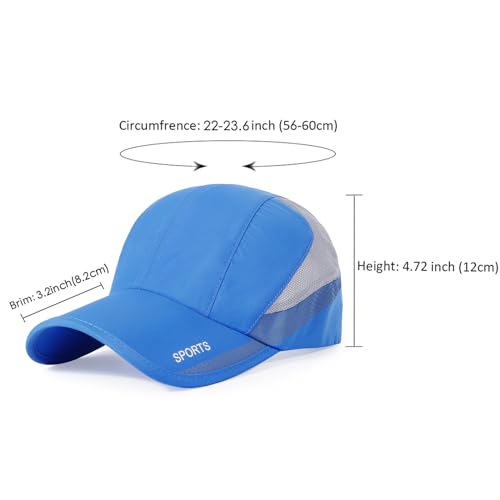 HH HOFNEN Quick Dry Cap Lightweight Running Sports Golf Hat for Men Women - color: #3 Blue