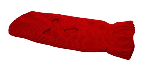 Ski Mask Knit Three Hole Mask Full Face Cover Knitted Balaclavas Warm Hat Adult Winter Hats - color: Red