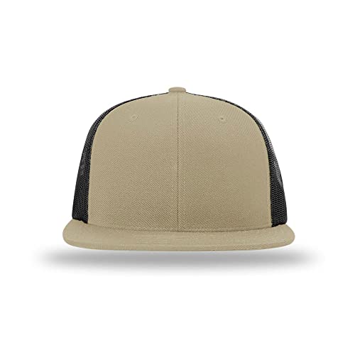 Richardson 511 Wool Blend Flatbill Trucker Snapback Adjustable Cap - color: Khaki/Black