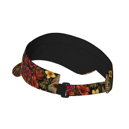 Sun Visor Hats Adjustable Open Top Sport Hat for Golf Women/Men - color: Skull Flower