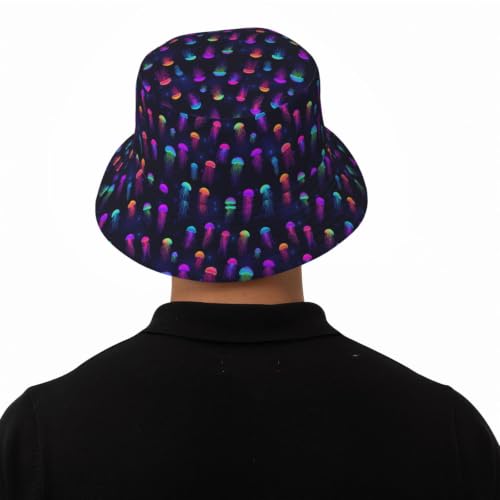 Bucket Hat Unisex for Men Women Cute Funny Fashion Fishing Hat Trippy Art Casual Fisherman Cap - color: Jellyfish