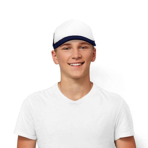 DALIX Two Tone Blank Trucker Hats Caps (2 for 1) - color: Navy Blue/Light Gray