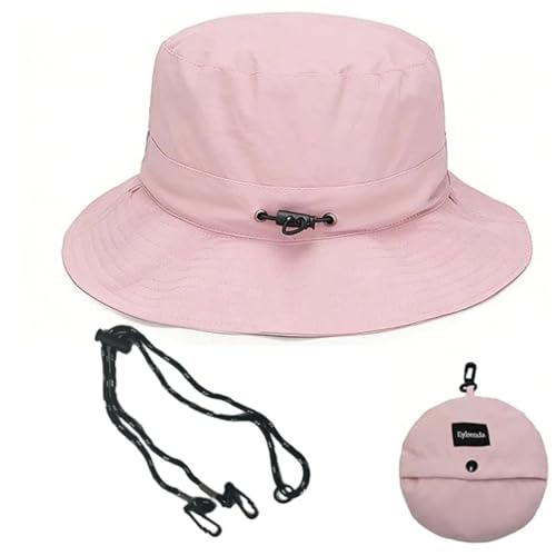 Unisex Bucket Hat Water Repellent Wide Brim Foldable Sun Hat Beach - color: Pink, size: Medium