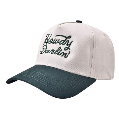 Howdy Darlin' Vintage Hat Two-Tone Funny Trucker Hat Trendy Embroidered Baseball Cap for Women Men - color: Green