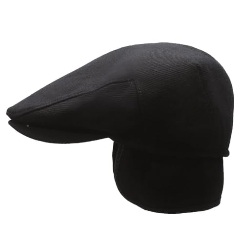 Men's Newsboy Cap with Earflaps Flat Ivy Caps Gatsby Golf Cabbie Hats - color: Black Stripe