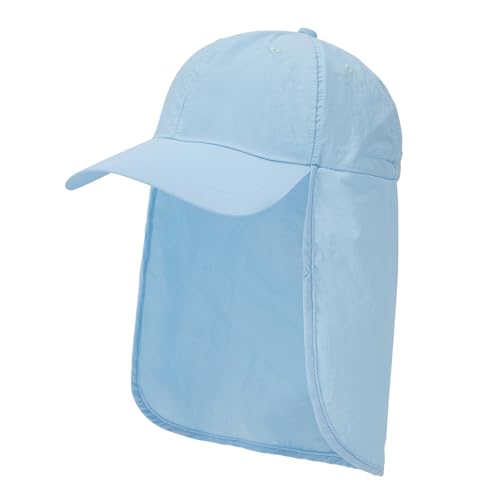 American Trends Mens Sun Hat with Neck Flap, UV Protection Outdoor Flap Hat, Packable Soft Fishing Hiking Gardening Hat - color: Blue