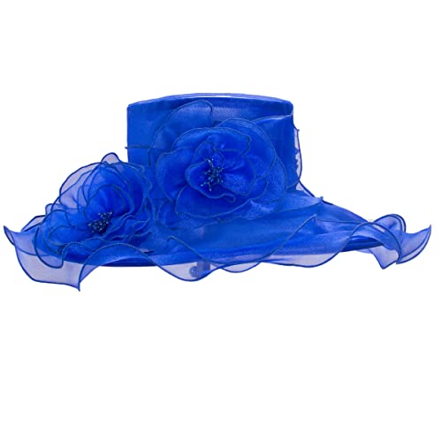 Lawliet Womens Dressy Wide Brim Church Wedding Occasion Sun Hat A613 - color: Royal Blue