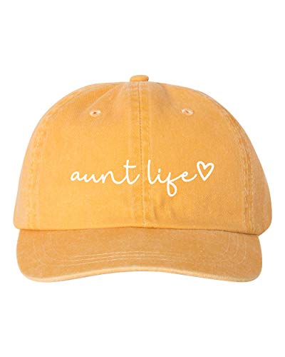 Aunt Life Script Heart Dad Hat Baseball Cap Adjustable New - color: Mango Pigment