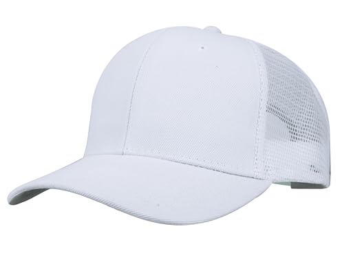 Gelante Mesh Trucker Hat Baseball Cap Structured Front Panel Wholesale LOT 12 Pack - color: White