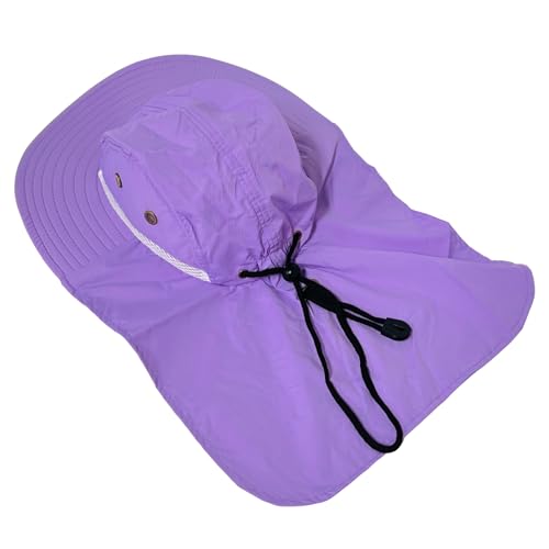 Packable and Adjustable Mesh Boonie Sun Hat with Neck Flap - color: Purple