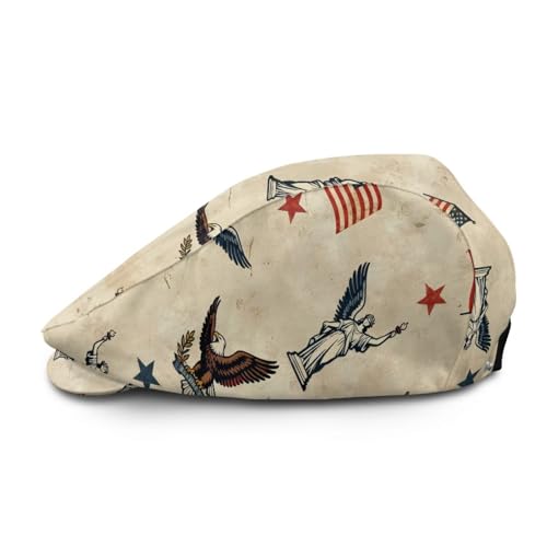 Newsboy Cap for Men Women Adjustable Flat Cap Gatsby Hat Retro Eight Panel Baker Boy Hat Lightweight Casual Cap - color: Vintage Dollar Bill Flag