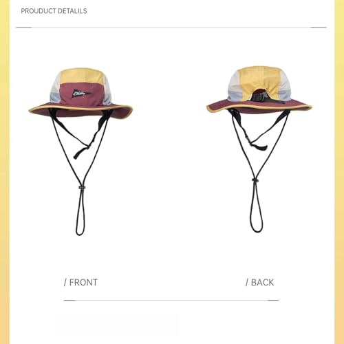 Color-Blocked Fisherman Style Sun Hat for Outdoor Camping, Surfing & Vacations - Wide Brim, UV Protective, Anti-Slip - color: M_maroon