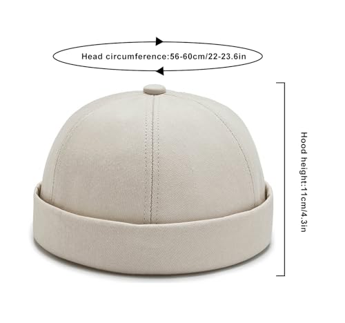 DIYDECAL 3 Pack Mens Brimless Skullcap Sailor Docker Cap Rolled Cuff Retro Beanie Hat - color: Black+beige+red