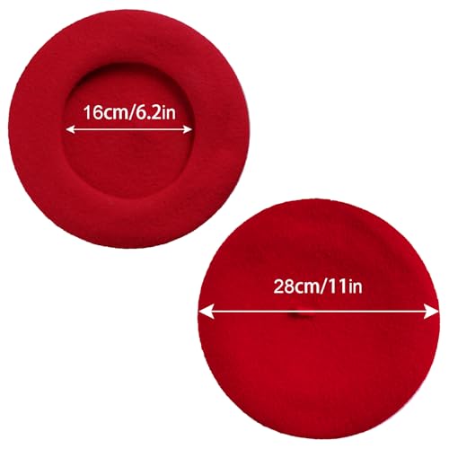 1Pcs French Beret Hats Solid Classic Beret Beanie Hats for Women Teens - color: Red