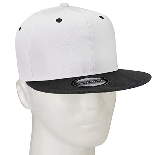 Classic Snapback Hat Cap Hip Hop Style Flat Bill Blank Solid Color Adjustable Size - color: 1pc White/Black