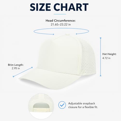 5 Panel Baseball Cap Quick Dry Mesh Snapback Hat for Women Men - color: Offwhite