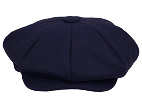 EPOCH Men's Newsboy Cap 8 Panel Wool Blend Gatsby Hat Vintage Big Apple Flat Cap Classic Driving Hat - color: Navy