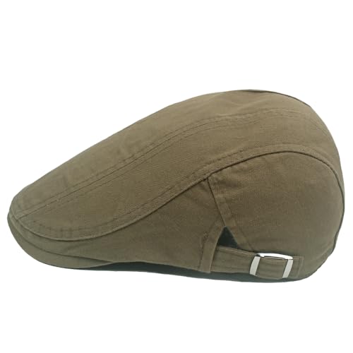 Quanhaigou Men's Cotton Flat Ivy Gatsby Newsboy Driving Hat Adjustable Irish Cabbie Ivy Driving Hunting Cap - color: Army Green