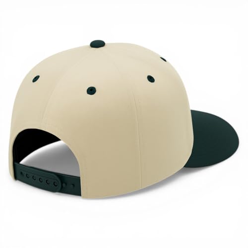Trendy Apparel Shop San Jose Upside Down Embroidered 5 Panel Two Tone Vintage Ball Cap - color: Natural Dark Green