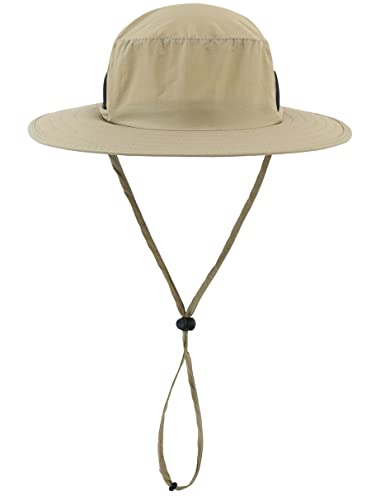 Kids Sun Protection Hat Quick Dry Adjustable Wide Brim Bucket Hat for Boys Girls Summer Fishing Hiking - color: Khaki
