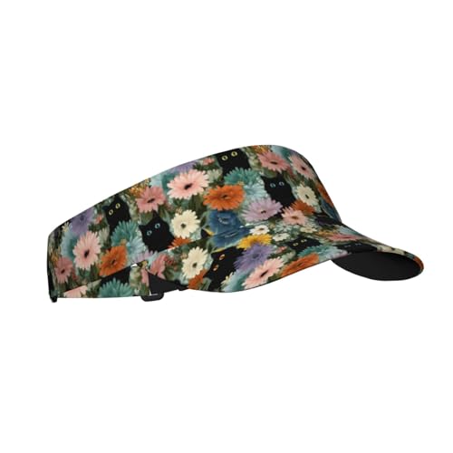 Unisex Adjustable Sports Sun Visor - color: Floral Cat
