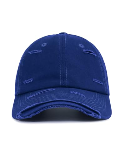 Distressed Washed Cotton Baseball Cap Adjustable Dad Hat for Men Women - color: Royal Blue