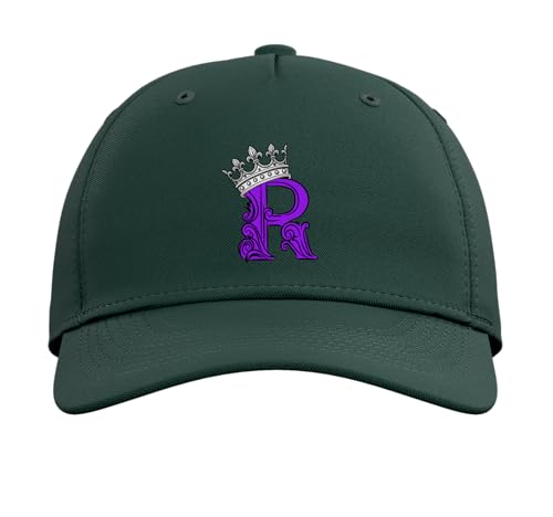 Purple Color Letter R Initial + Crown Purple Graphic Adjustable Baseball Hat - color: Dark Green