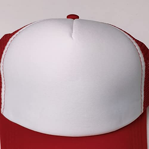 12 Pack Sublimation Hats for Men Blank Trucker Hats Bulk Snapback Mesh Women Baseball Caps DIY Custom 18 Colors - color: Red and White