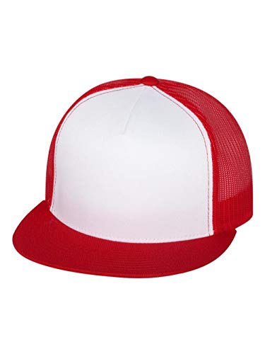 Yupoong Flexfit 6006,6006T,6006W 5 Panel Classic Trucker Snapback Hat Cap - color: Red/White/Red