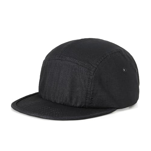 5 Panel Flat Brim Baseball Caps Vintage Washed Cotton Soft Bill Trucker Hats Short Brim Strapback Hip Hop Biker Board Cap - color: Green