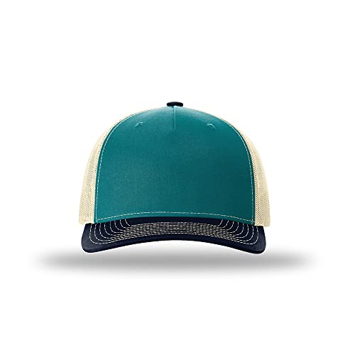 Richardson 112FP & 112PFP Classic Fit Five-Panel Snapback Trucker Cap |OSFM - color: Blue Teal/Birch/Navy