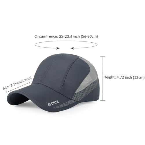 HH HOFNEN Quick Dry Cap Lightweight Running Sports Golf Hat for Men Women - color: #3 Light Grey+dark Grey