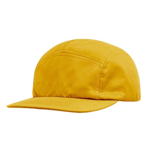 FASHIXD 5 Panel Hats for Men Women, Short Brim Running Hat, Plain Skateboard Cap for Outdoor Activities - color: Yellow
