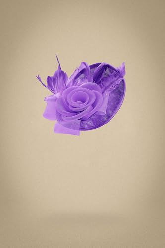 BABEYOND Fascinators Hats for Women Tea Party Mesh Flower Pillbox Derby Hat - color: Purple