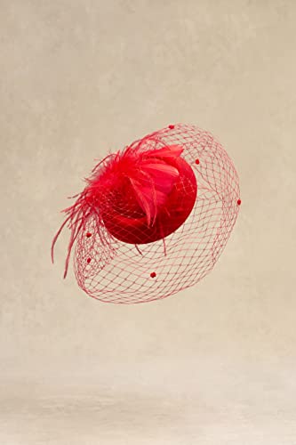 BABEYOND Fascinators Hats for Women Tea Party Pillbox Derby Wedding Hat - color: Red