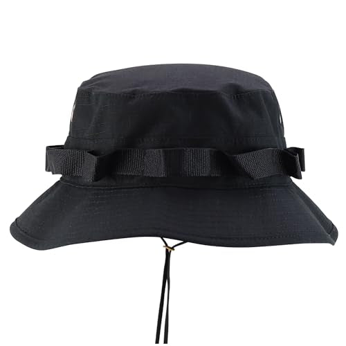 Armycrew Ripstop Fabric Jungle Combat Boonie Hat Fits upto 2XL - color: Black, size: XX-Large