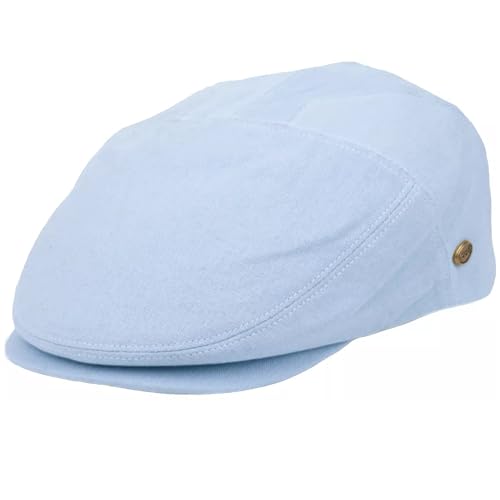 Men’s Cotton Flat Ivy Cap Lightweight Breathable Driving Hat Classic Golf Cabbie Newsboy Style Cap - color: Lt Blue-iv2128, size: Small-Medium