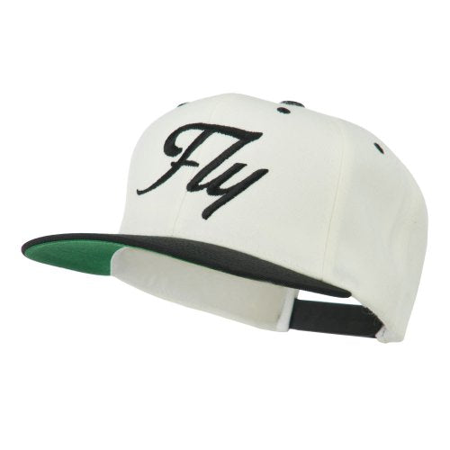 e4Hats.com Fly Embroidered Flat Bill Cap - color: Natural Black