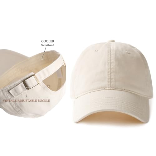 FURTALK Unisex Vintage Unstructured Baseball Cap Washed Cotton Dad Hat - color: Beige, size: Medium-Large