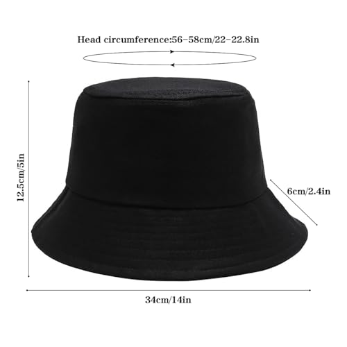 Bucket Hat Beach Sun Hat Fishing Hat for Women Men, Summer Outdoor Travel Packable Fisherman Hat - color: Black