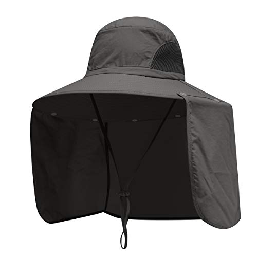 Sun Blocker Hats Outdoor Sun Protection Fishing Cap with Neck Flap Large Brim Outdoor Hat - color: Army Green