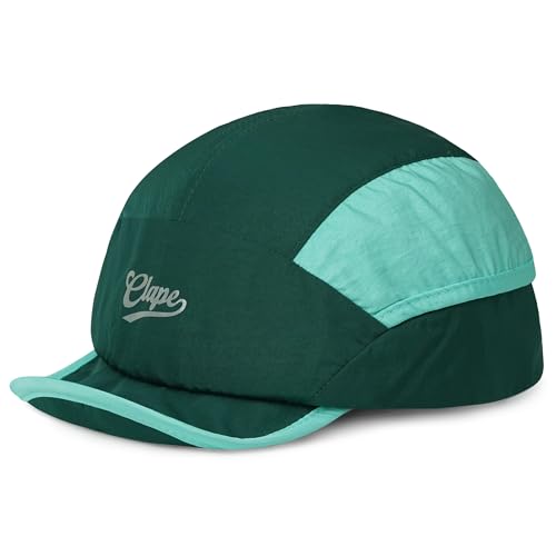 CLAPE Quick Dry 5 Panel Hat for Men, Water-Resistant Reflective Short Brim Cap, Foldable Camper Hat Outdoor Sport Cycling Cap - color: Bssd2566-deepgreen