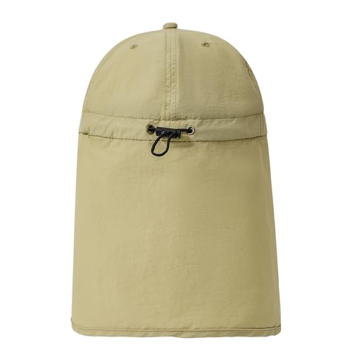 American Trends Mens Sun Hat with Neck Flap, UV Protection Outdoor Flap Hat, Packable Soft Fishing Hiking Gardening Hat - color: Khaki