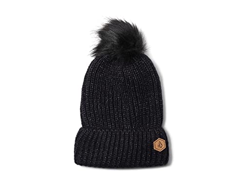 Volcom Women's Lula Faux Fir Pom Snow Beanie - color: Black S3