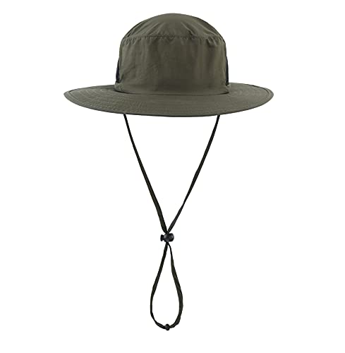 Kids Sun Protection Hat Quick Dry Adjustable Wide Brim Bucket Hat for Boys Girls Summer Fishing Hiking - color: Army Green