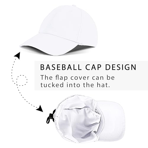 Solaris Mens Sun Hat Neck Flap 2 in 1 Foldable Waterproof UPF 50+ Baseball Cap Fishing Hiking Outdoor - color: #5 Wihte