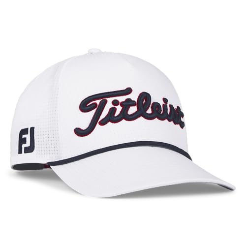 Titleist Men's Tour Performance Mesh Golf Hat - color: White/Navy/Red