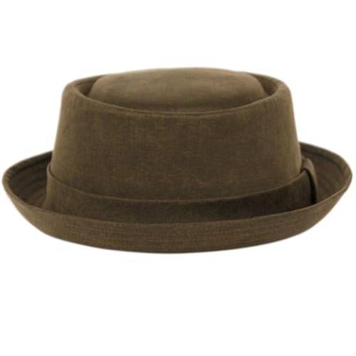 Pork Pie Hat – Classic Flat Crown Short Brim Hat for Men Women, Lightweight Cloth Fedora for Casual Vintage Style - size: Medium