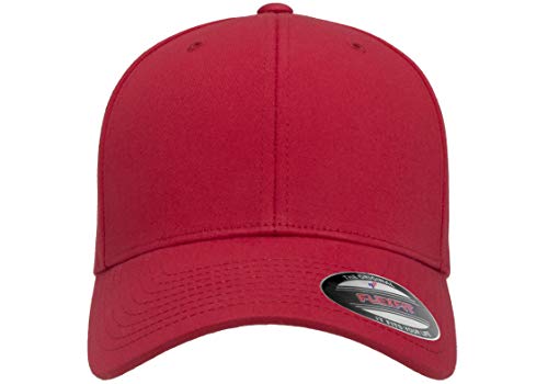 Flexfit Unisex Cotton Twill Fitted Baseball Cap, Red, Small-Medium